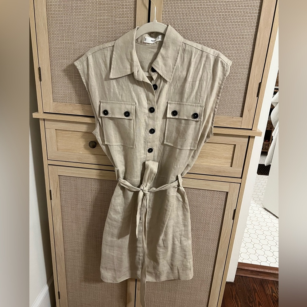 Mango Light Gray Linen dress
